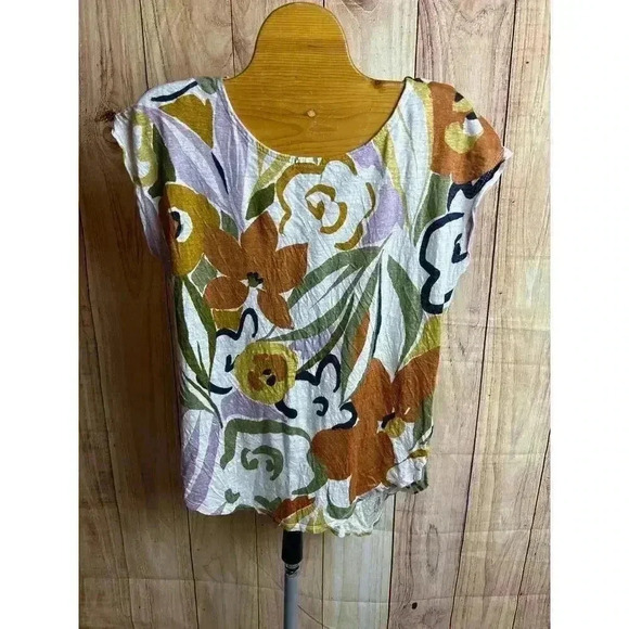 Rachel Zoe 100% Linen Floral Top Blouse Size S - Picture 1 of 6